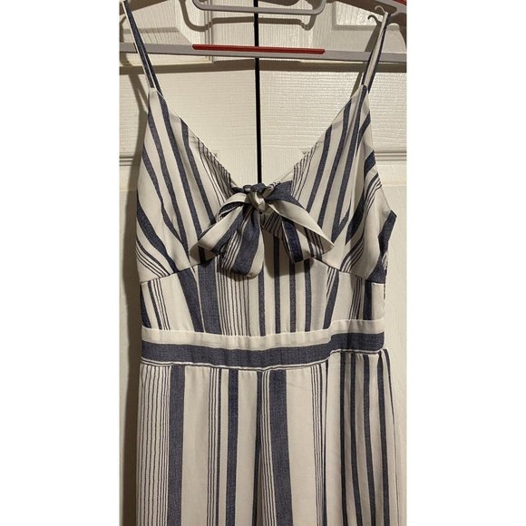 Japna size small blue white jumpsuit romper s smocked boho new sleeveless - Picture 3 of 10